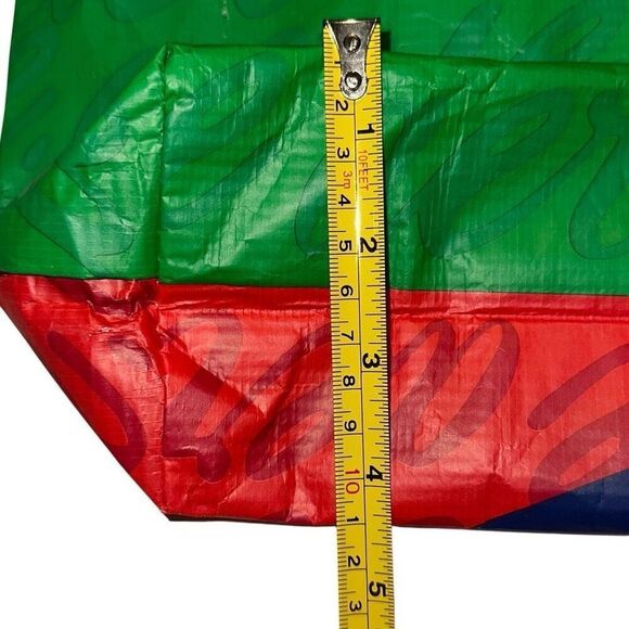 Aerie Green Red Blue Colorblock Smiley Reusable Shopper Tote Bag Ladies Large - Picture 6 of 6